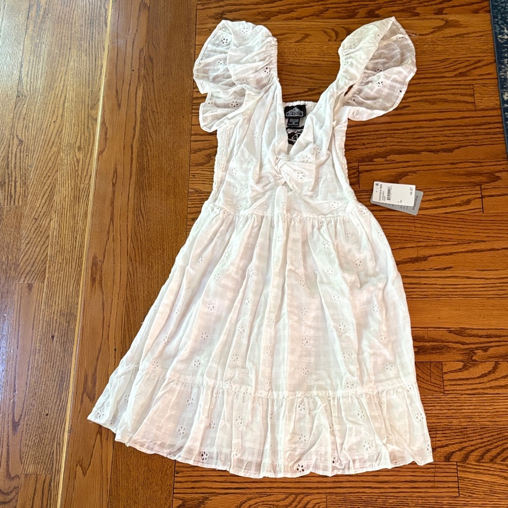 Angie White Eyelet Ruffle Dress for teen size small - Picture 6 of 6